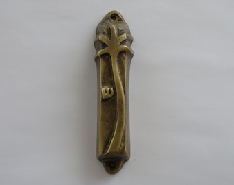 Bronze tamar mezuzah seven species series shaul baz judaica