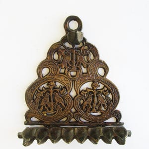 A  solid brass  vintage  hanukkah menorah,  judaica made in Israel.