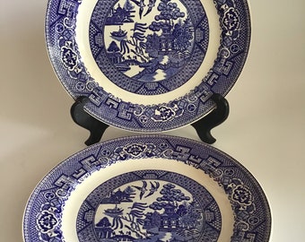 Vintage Blue Willow Homer Laughlin 8" Salad Plate Set of 2 Made in USA