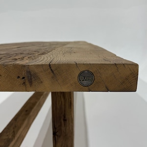 Rustic Reclaimed Oak Dining Table, Thick Slab Solid Wood Table, Handmade Farmhouse Table, Vintage Oak Furniture