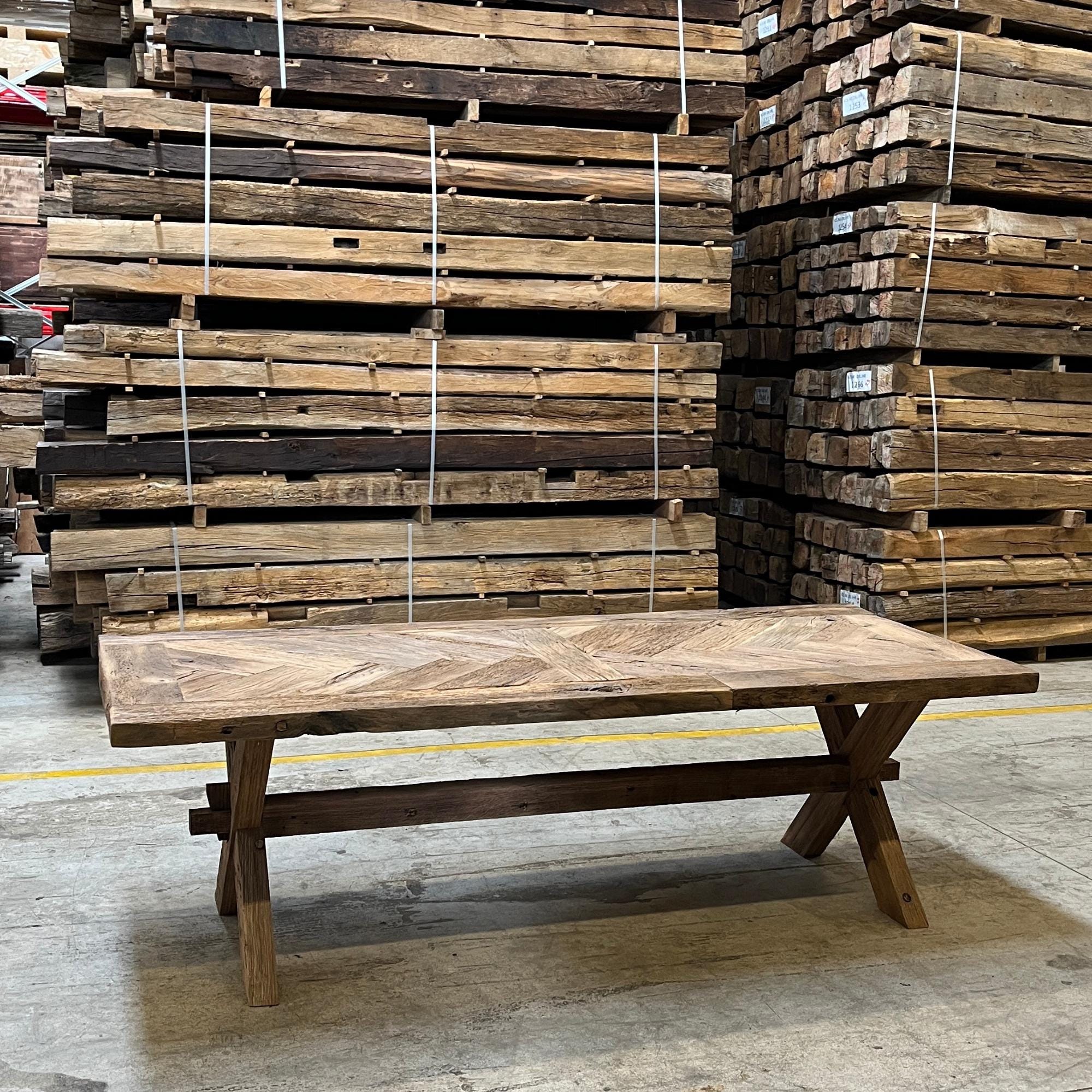 Reclaimed Oak Dining Table, Custom Solid Wood Farmhouse Table, Rustic ...