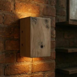 Handmade Reclaimed Oak Wall Sconce: Modern Rustic Double Light