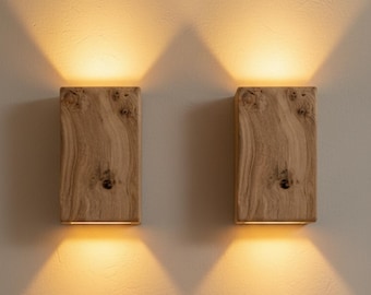 Reclaimed Oak Wall Sconce, Minimalist Wooden Lamp