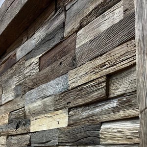 3D Model Wall Paneling Home Decor,Reclaimed Wood Wall Panel,Rustic Wall Panel Kit,All Wood Squares Handmade,Set Of 6 Old Oak Planks 0.66 m2