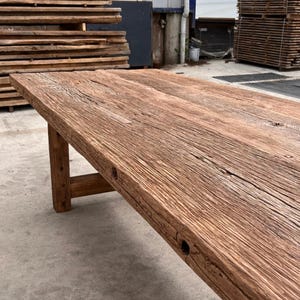 Reclaimed Oak Dining Table, Rustic Farmhouse Style, Solid Wood Table for 6-10, Custom Handmade Wooden Dining Table