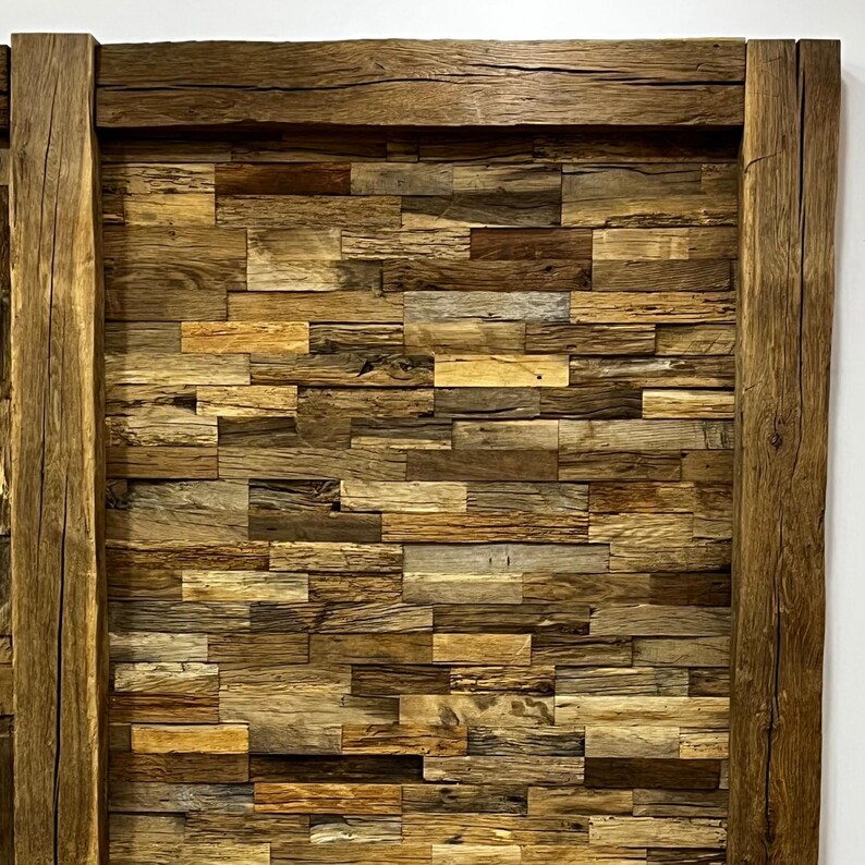 Reclaimed Wood 3D Wall Panel,rustic Wood Wall Cladding, Natural Oak ...