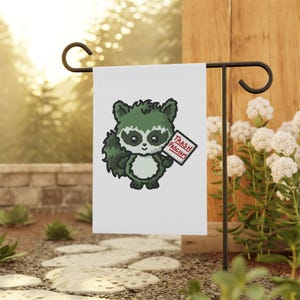 Cute Garden Banner - Whimsical Raccoon Sign, Outdoor Decor, Yard Flag, Home & Garden, Animal Lovers Gift