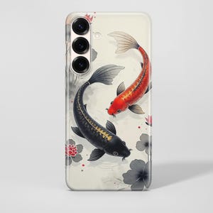 Funda de teléfono estilo pez koi de acuarela, diseño premium, compatible con iPhone 16, 15, 14, 13, 12 Pro Max, Samsung S25 Ultra, S24 FE, S23 Plus, A16, A36, A55, A56