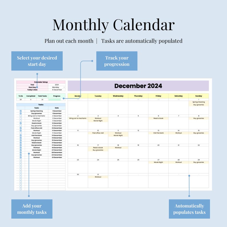 Yearly and Monthly Calendar | Planner for Annual and Monthly Events ...