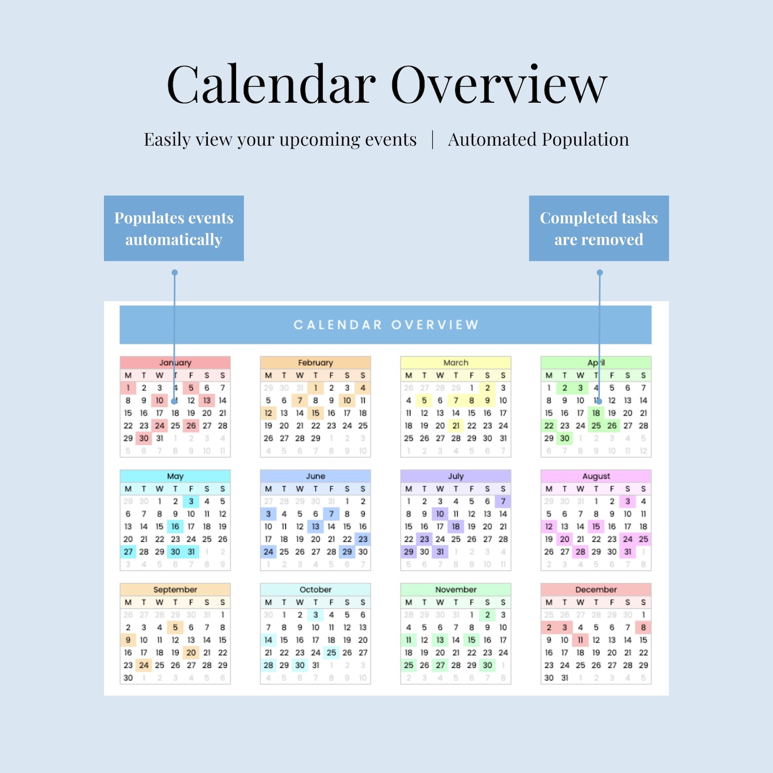 Yearly and Monthly Calendar | Planner for Annual and Monthly Events ...
