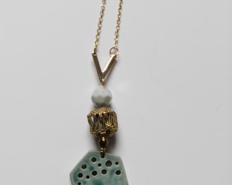 Ceramic Necklace with light blue