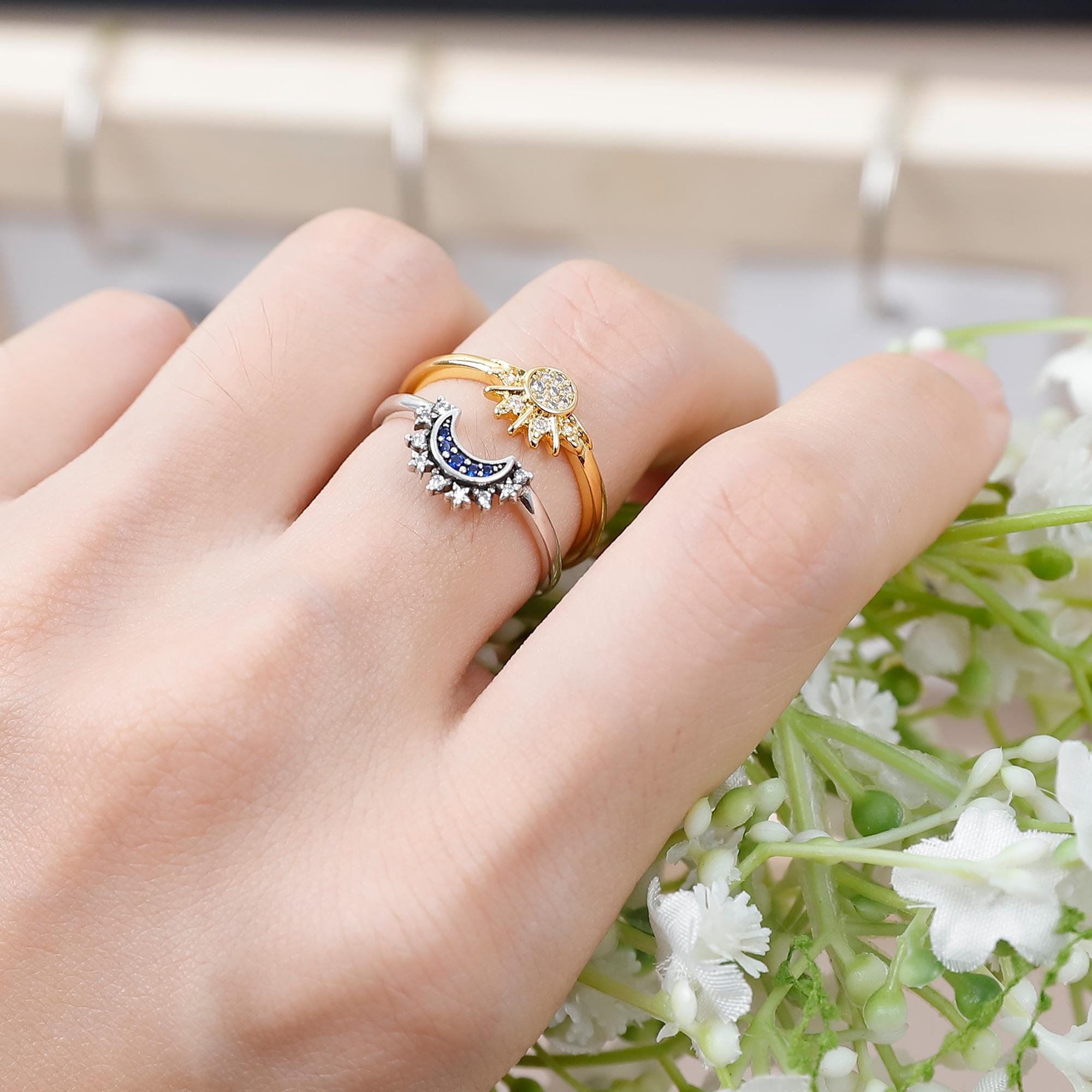 PANDORA Sun and Moon リング セット 太陽 月 Celestial Sparkling Sun and Moon Ring Set