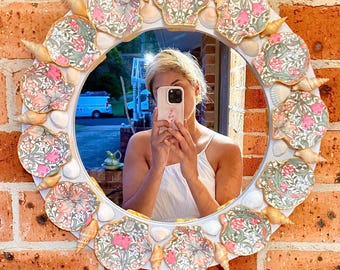 Art Noveau Floral Vintage Golden Scallop Shells Mirror 41cm