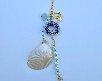 ONCE UPON A TRIP Seashell Car Charm Suncatcher: Handmade Ocean-Inspired Ornament