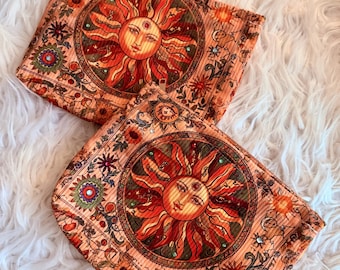 Celestial embellished make up bag corduroy with zipper