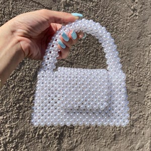 Handmade Mini Beaded Purse | Acrylic Pearl Bag | Pretty Little Gems | Evening Clutch | Bridal, Party & Gift Bag