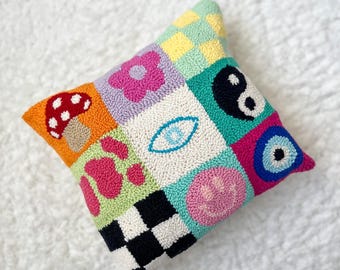 punch needle, pillow case, punch needle pillow cover, valentines day gift, punch needle pillow cover