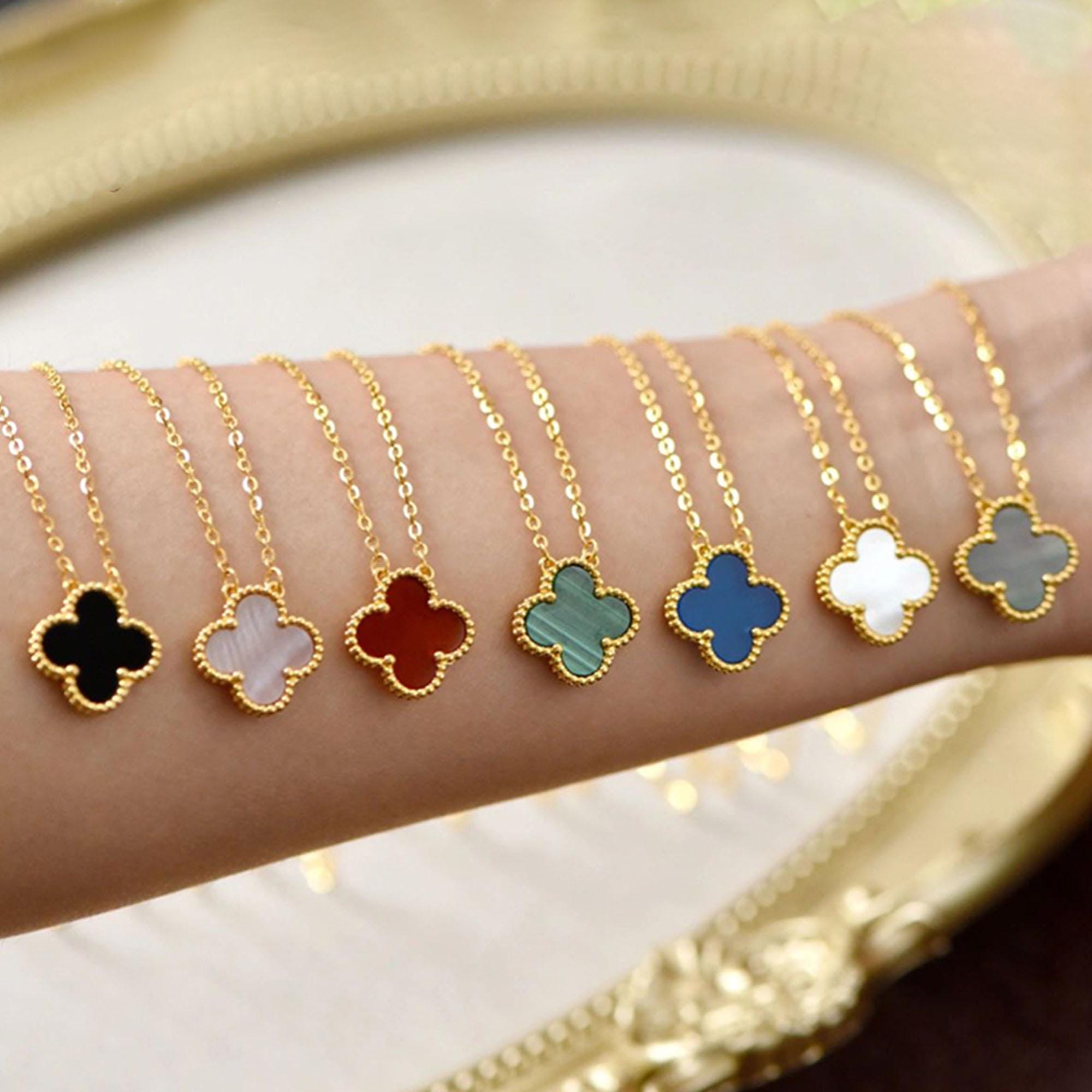 ஐ‬Atelier cloverஐ‬ 925 Silver 18k Gold Plated Clover Necklace,15mm Vintage