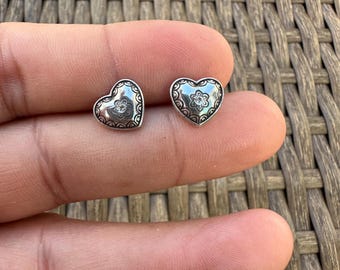 Vintage discontinued Brighton heart and crystal stud earrings