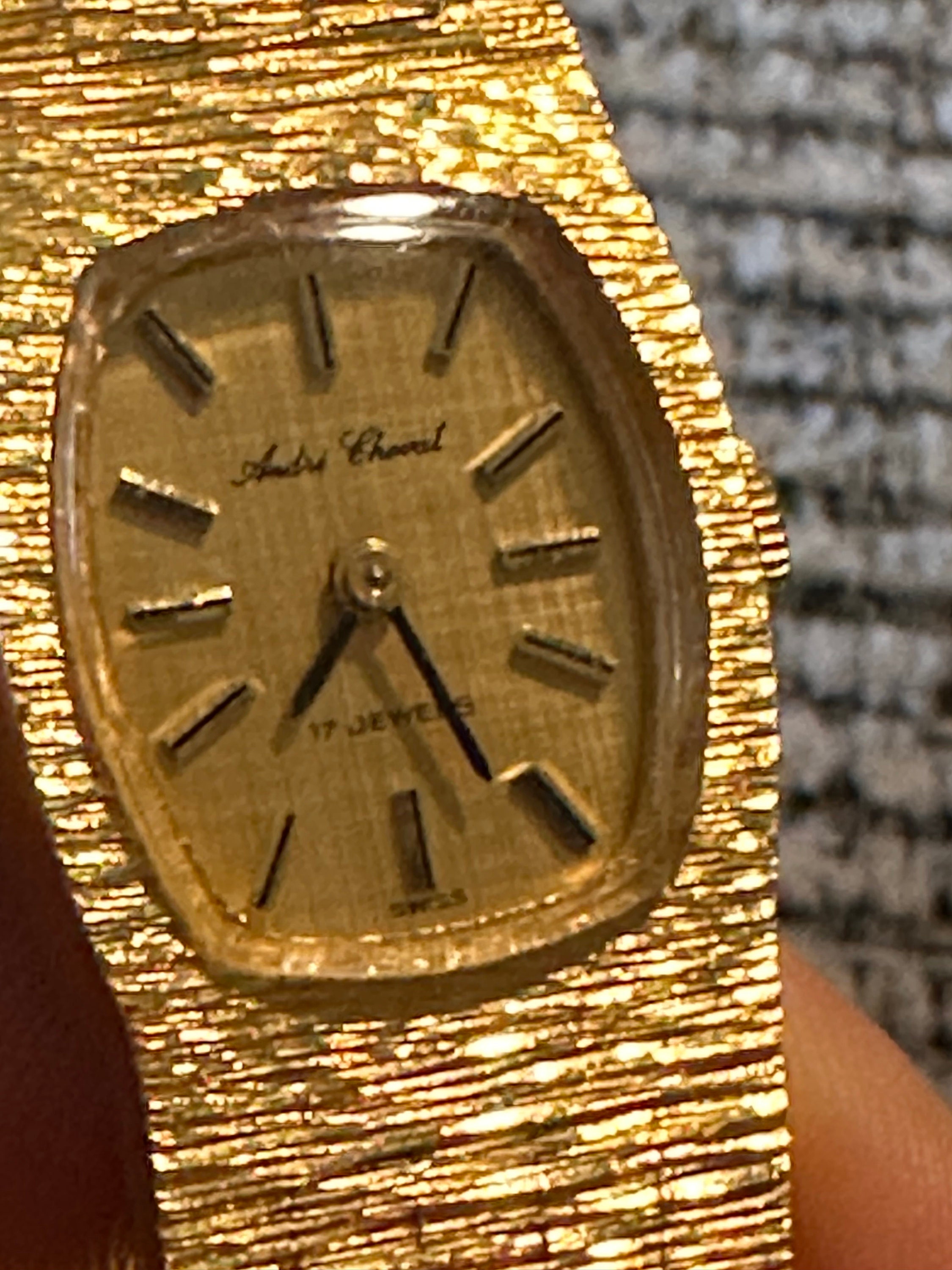 17 Jewel Swiss Ladies Watch Gold Plated 6.5” Andrei Cheval Watch