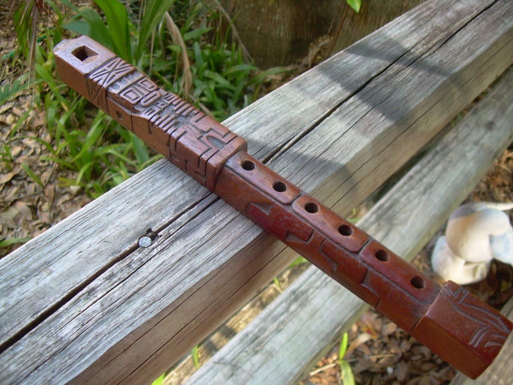 Vintage hand carved wooden Ethnic flute beautiful collectible Etsy