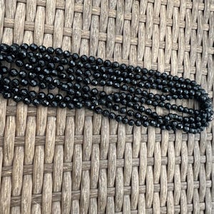 Antique Black french Jet or Czech Glass beads( Mourning Jewelry-Old) very long