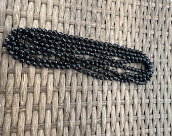 Antique Black french Jet or Czech Glass beads( Mourning Jewelry-Old) very long