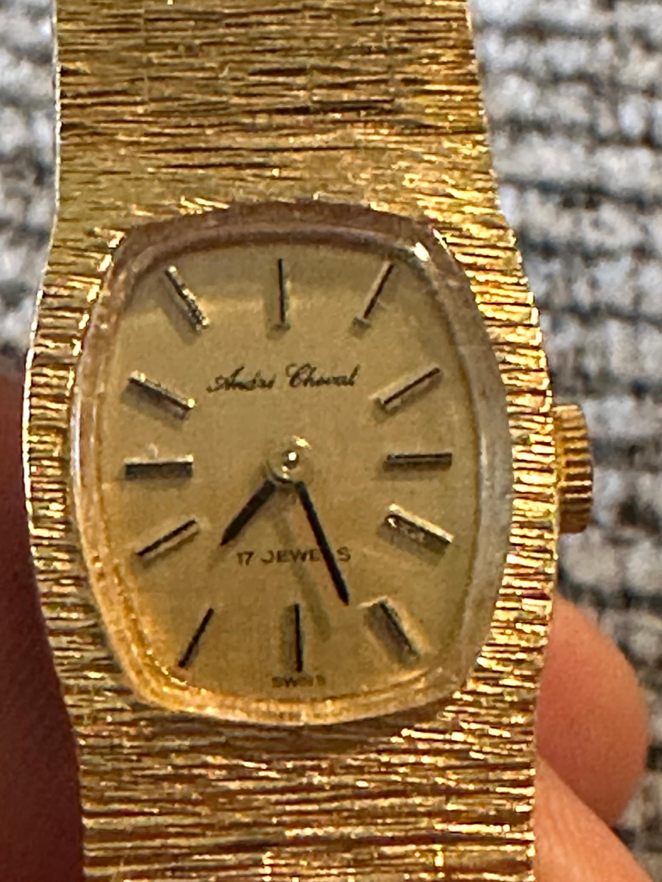 17 Jewel Swiss Ladies Watch Gold Plated 6.5” Andrei Cheval Watch