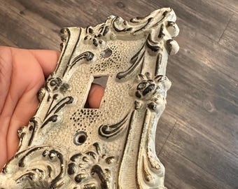 vintage shabby chic metal light switch cover plate