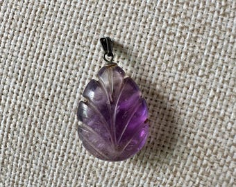 Beautiful carved Amethyst  pendant with sterling bail