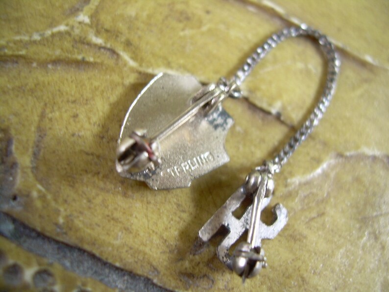 Vintage Heraldic Shield Lapel Pin With Chain in Sterling and Etsy