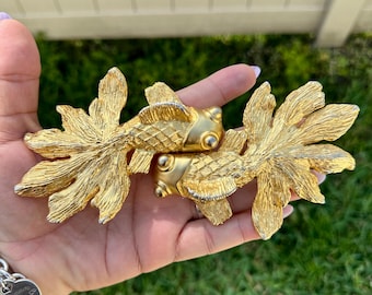 Mimi Di N Vintage Gold-Tone Leaf Buckle with Woven Blue Fabric Statement Belt Mimi Di N Vintage Gold-Tone Leaf Buckle with Woven Blue  main image 4