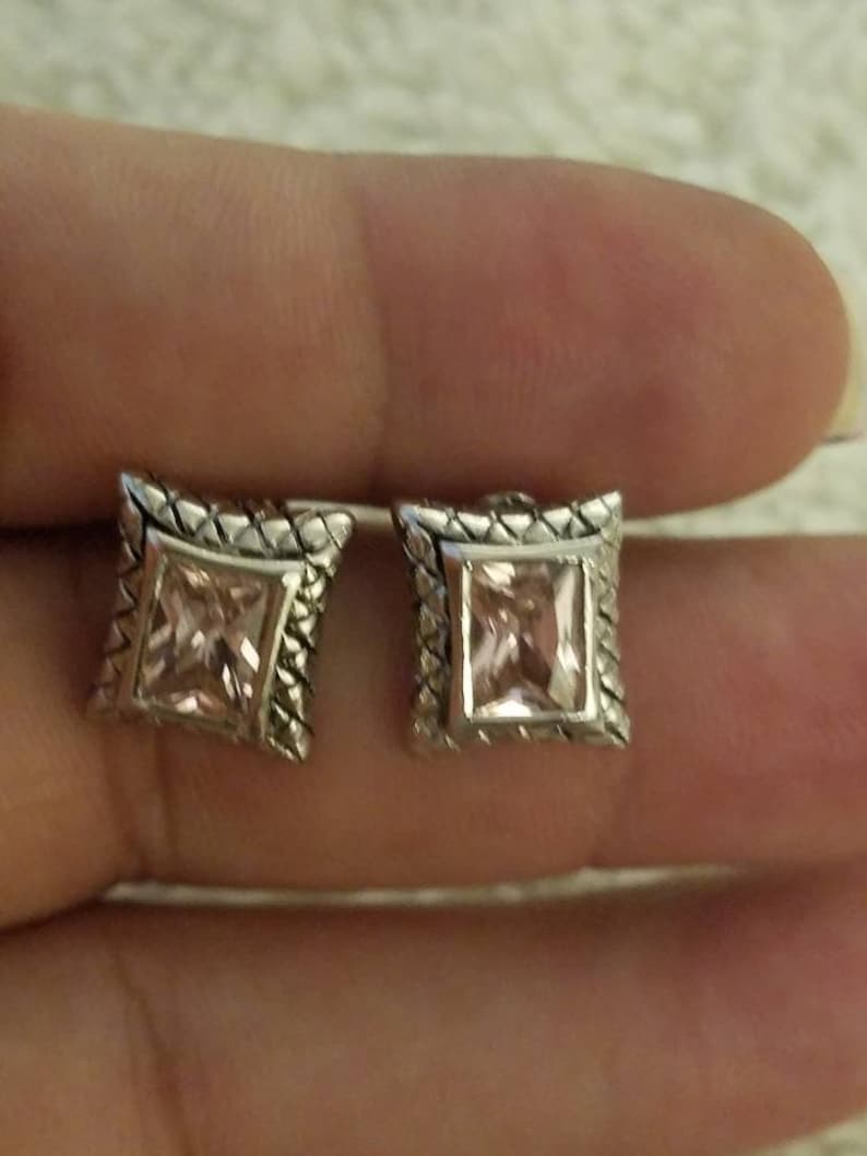 Stunning pink ice 925 sterling silver earring and necklace set