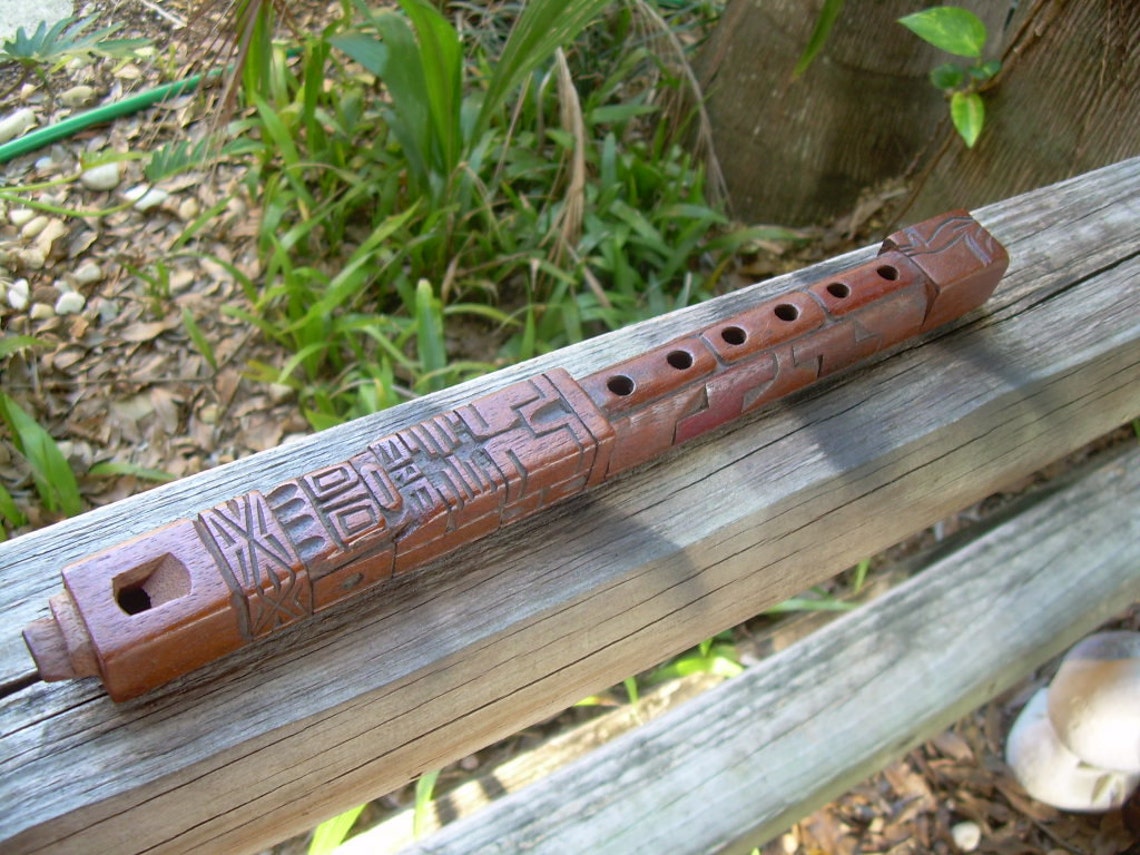 Vintage hand carved wooden Ethnic flute beautiful collectible Etsy