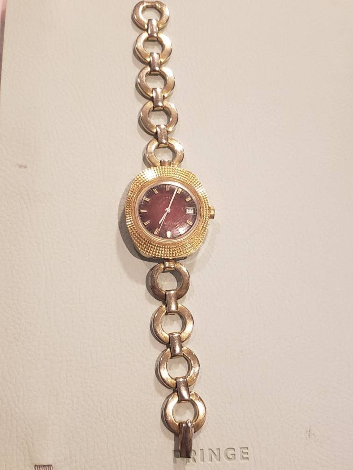 Vintage Timex Electric Gold Tone Date/time Watch Etsy