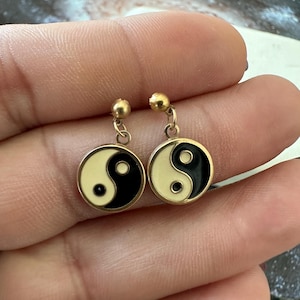 vintage Ying and Yang earrings dainty dangle earrings