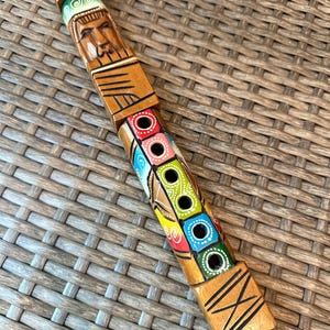 Vintage hand carved wooden Ethnic flute beautiful collectible piece priced to sell- hand painted