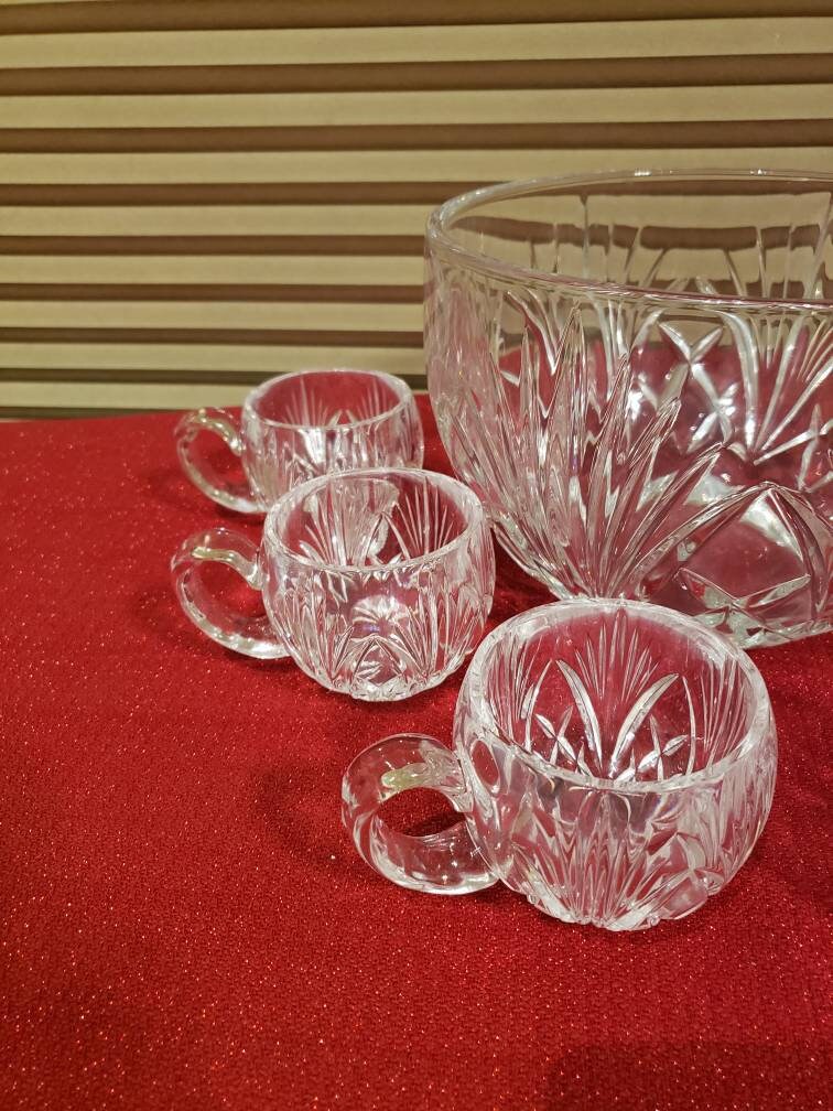 Marquis by Waterford Crystal Punch Bowl and 6 drinking cups Etsy