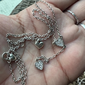 Retired Brighton pave crystal heart dangle reversible charm  necklace
