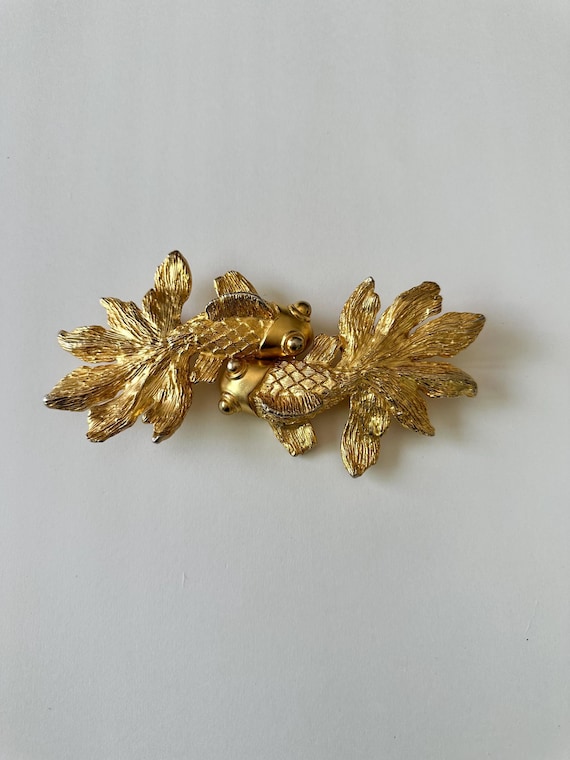 Vintage Designer Mimi Di N High Fashion- Koi Fish 2 Pc. Gold  display picture 3