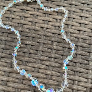 Vintage Stunning  Aurora Borealis crystal single strand necklace with lovely rhinestone clasp