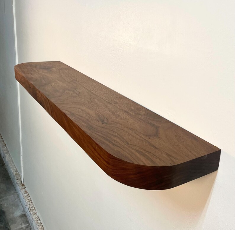 Thick Walnut Floating Shelf With Rounded Corners | Wooden Floating ...