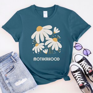 Floral Motherhood T-Shirt, Shirt for Mom, Cute Mom Life Tee, Mother&#39;s Day Gift, Mom Graphic Tee, Casual Floral Mom Shirt, Mama T-Shirt