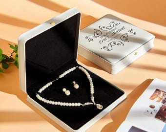 Joyero personalizado, joyero grande con nombre personalizado, organizador de joyas, regalos de boda, flor con letras, regalo para damas de honor, regalo para la comitiva nupcial
