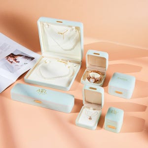 Personalized Jewelry box,Suede Jewelry box,Necklace Gift Box, Bridesmaid Gifts,Earring Necklace Ring Bracelet Boxes,Wedding Gifts