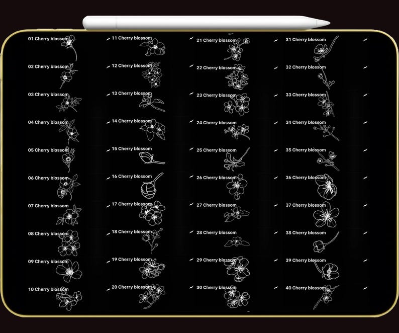Cherry Blossom Procreate Brush Set | Sakura Floral Art & Digital Stamp ...