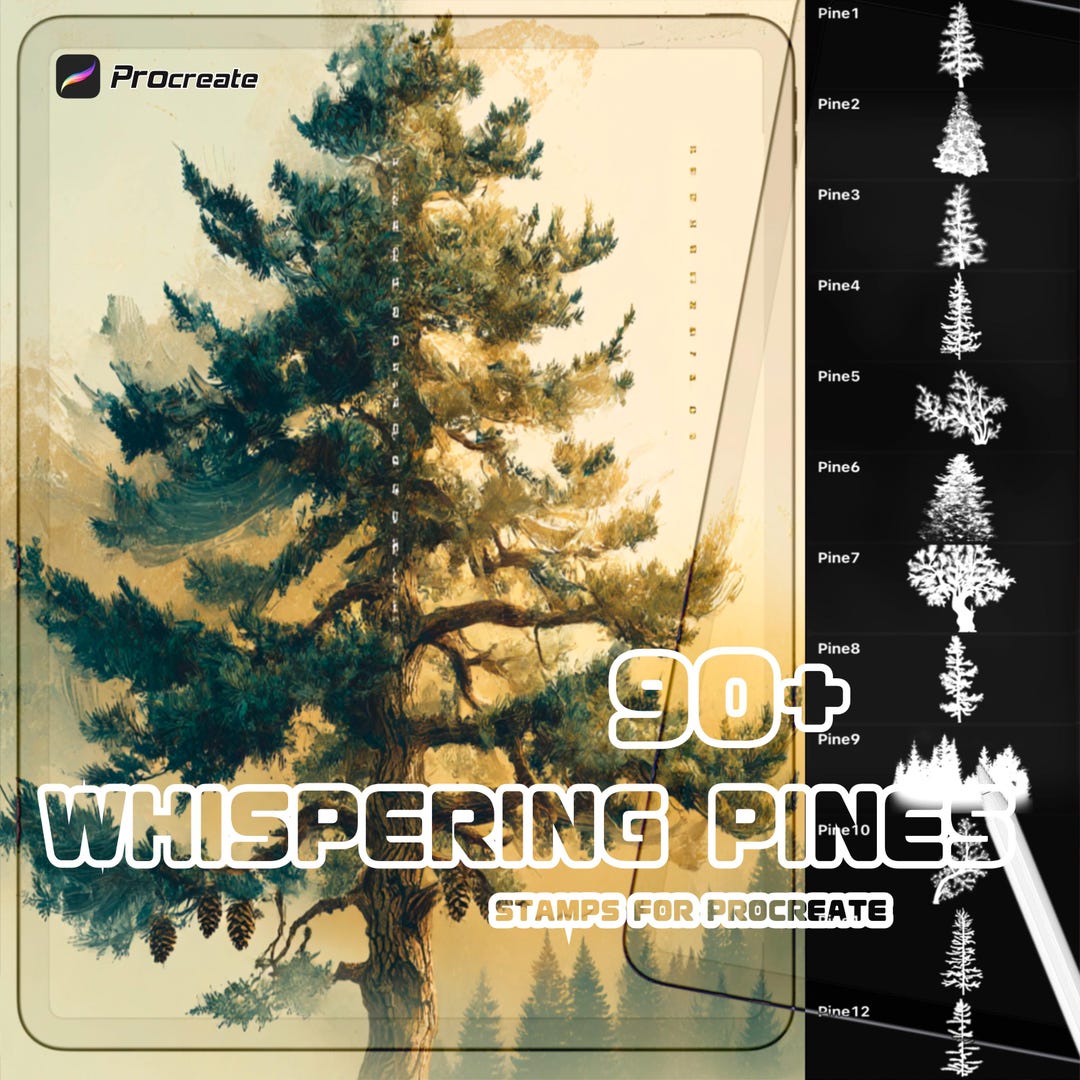 Procreate Pine Tree Brush Set | Forest Landscape & Nature Stamp Brushes ...
