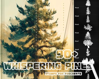 Procreate Pine Tree Brush Set | Forest Landscape & Nature Stamp Brushes | Digital Illustration | Instant Download