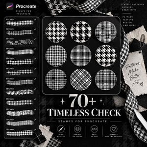 Houndstooth Procreate Brush Set | Plaid Texture and Seamless Patterns | Digital Painting and Design | Commercial Use | Instant Download