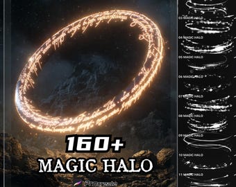 Magic Halo Brushes for Procreate |160+ Light Circles & Spell Symbols | Glowing Effects | Instant Download